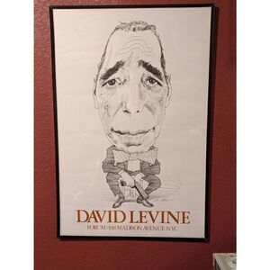 Vintage David Levine poster size print. Featuring Humphrey Bogart.